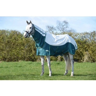 Image of Weatherbeeta ComFiTec Green Tec Airflow Mesh Combo Neck White/Dragonfly Blue