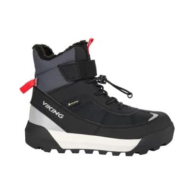 Image of Viking Expower WARM GTX Unisex Laceup ankle boots for kids, Size: 3.5, Black/charcoal Imitation leather/ textile