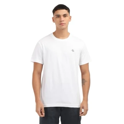 Image of Calvin Klein Jeans Monologo 2 PACK Basic Tshirt, Men&#039;s, Size: XXL, Bright white/bright white