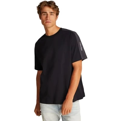 Image of Calvin Klein Jeans LOGO TAPE TEE Print Tshirt, Men&#039;s, Size: XXS, Black