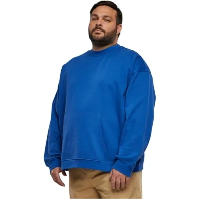 Image of Urban Classics BOXY Pocket CREW Sweatshirt, Men&#039;s, Size: 4XL, Royal