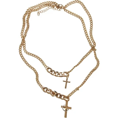 Image of Urban Classics Cross Necklace goldcoloured, Size: One Size, Gold coloured