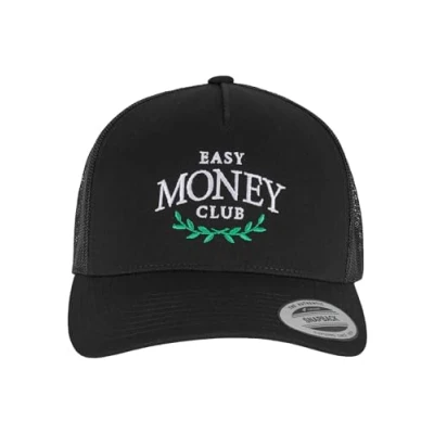 Image of Mister Tee Panel Retro Trucker Capeasy Money CLUB Cap, Size: One Size, Black