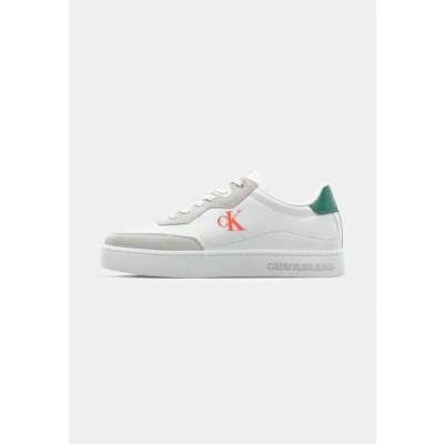 Image of Calvin Klein Jeans Classic Trainers, Men&#039;s, Size: 6.5, Bright white/wild green/tigerilily shoes