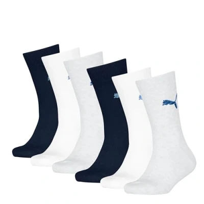 Image of Puma KIDS EASY Rider Unisex 6 PACK Socks for kids, Size: 8, Grey/white/navy
