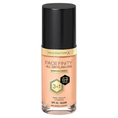 Image of Max Factor Facefinity All Day Flawless 3 in 1 Vegan Foundation 30ml (Various Shades) N45 WARM ALMOND