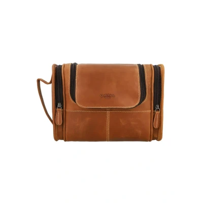 Image of Gusti Chester Leather Toiletry bag Women&#039;s Cosmetic Small Wash Men Beauty Case Make Up Travel Mini Brown Leather, brown, Onesize,