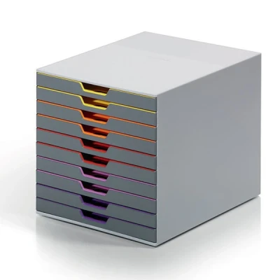 Image of Durable VARICOLOR 10 Drawer Unit Desktop Set with Colour Coded Draws Ideal for Storing Documents and Paper Work