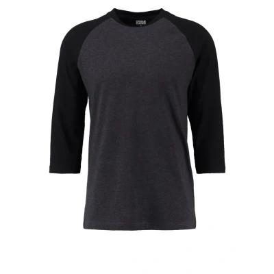 Image of Urban Classics Contrast 3/4 Sleeve Raglan Long sleeved top charcoal/black, Men&#039;s, Size: Large, Charcoal/black