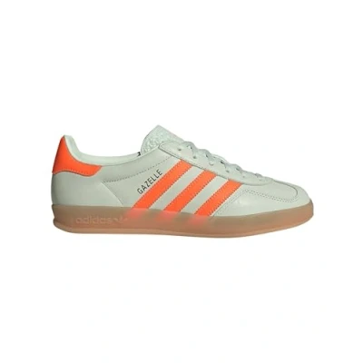 Image of adidas Originals Gazelle Indoor Unisex Trainers, Size: 3.5, Linen green/solar orange leather and imitation