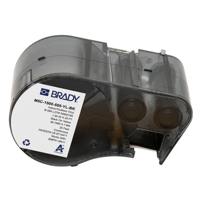 Image of Brady Vinyl Label Tape for Printer BMP51/BMP53/M511 Self Adhesive Labels Black on Yellow (38,10 mm (W) x 7,62 m (L)) M5C 1500 595 YL BK