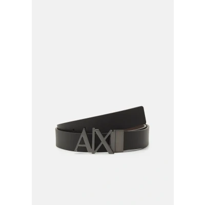Image of Armani Exchange Reversible BELT Unisex Belt, Size: 34, Black/dark brown