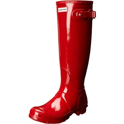 Image of Hunter Original Womens TALL Gloss BOOT Vegan Wellies, Women&#039;s, Size: 7, Military red Natural rubber