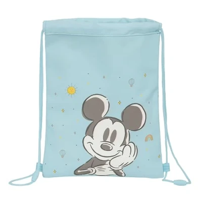 Image of Safta MICKEY MOUSE BABY Junior Flat Bag Backpack, Ideal for Children of Different Ages, Comfortable and Versatile, Quality Resistance, 26 x 34 cm, Light blue, Estándar, Casual,