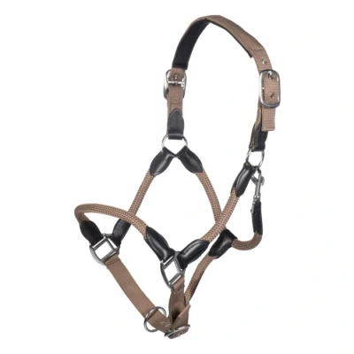 Image of HKM Halter Carlotta Headpiece Soft Padded Leather Nylon Combination (Taupe, VB Equal Cob)