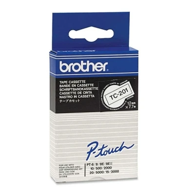 Image of Brother© TC Label Tape Cassettes Laminated Size 12 mm x 7.7 m (W L) Black on White