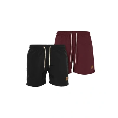 Image of Urban Classics Men&#039;s Shorts, Blk/Blk+cherry, S