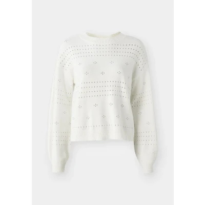 Image of VILA Viril Oneck Pointelle Jumper, Women&#039;s, Size: XS, White alyssum