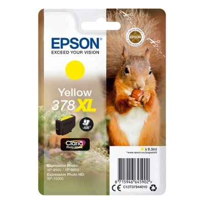 Image of Epson 378XL Yellow Squirrel High Yield Genuine, Claria Photo HD Ink Cartridge
