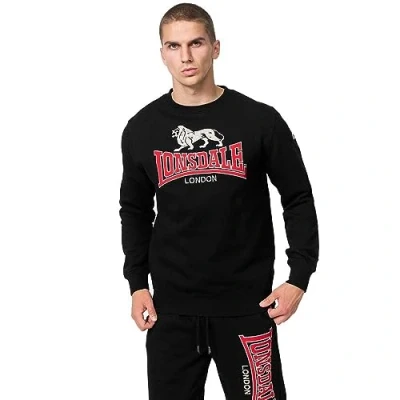 Image of Lonsdale Rundhals Normale Passform Lawins Sweatshirt, Men&#039;s, Size: Medium, Black red grey