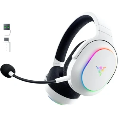 Image of Razer Barracuda X Chroma Wireless Multi Platform Gaming Headset with 6 Zone RGB (SmartSwitch Hyperspeed &amp; Bluetooth, 40mm Drivers, Detachable HyperClear Cardioid Mic) White