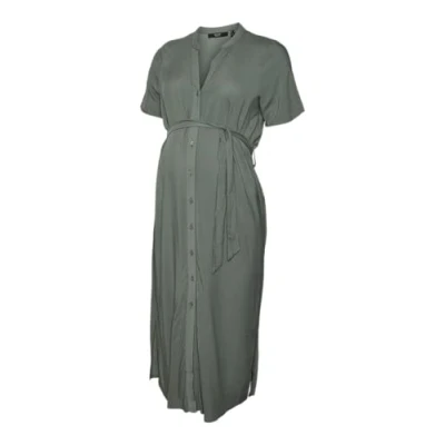 Image of VERO MODA Women&#039;s Vmmvica S/S Shirt Dress Ga Noos, Laurel Wreath, M