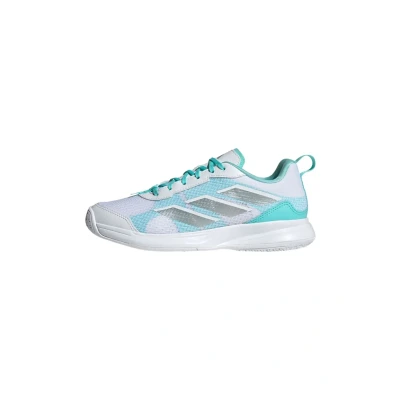 Image of adidas Women&#039;s Avaflash Low Tennis Shoes, EU, Cloud White Silver Metallic Flash Aqua, 3.5 UK