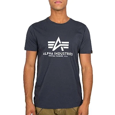 Image of Alpha Industries Print Tshirt, Men&#039;s, Size: Small, Navy