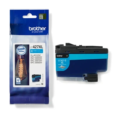 Image of Brother LC 427XLC Inkjet Cartridge, Cyan, Single Pack, High Yield, Includes 1 x Genuine Supplies