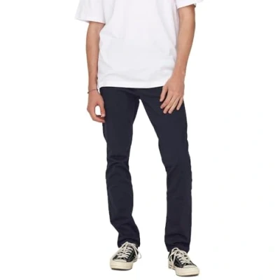 Image of ONLY &amp; SONS Men&#039;s Onsmark Pete Slim Chino 0013 Pant Noos, Dark Navy, 28 W/34 L, 28W / 34L