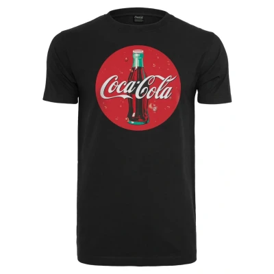 Image of Merchcode COCA COLA Bottle LOGO TEE Print Tshirt, Men&#039;s, Size: Small, Black