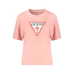 Image of Guess Jeans Iconic Print Tshirt, Women&#039;s, Size: Small, Slight pink