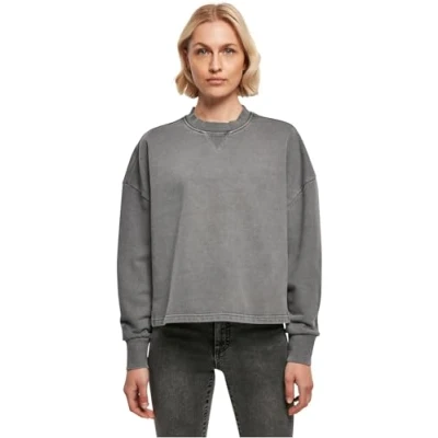 Image of Urban Classics Heavy Terry Garment DYE Crewneck Sweatshirt, Women&#039;s, Size: XXL, Darkshadow