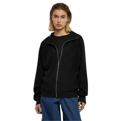 Image of Urban Classics ZIP Cardigan, Women&#039;s, Size: 5XL, Black