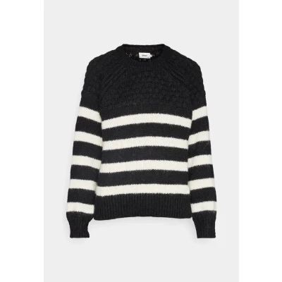 Image of ONLY Onlbillie LIFE Stripe Oneck Jumper, Women&#039;s, Size: XS, Black/cloud dancer