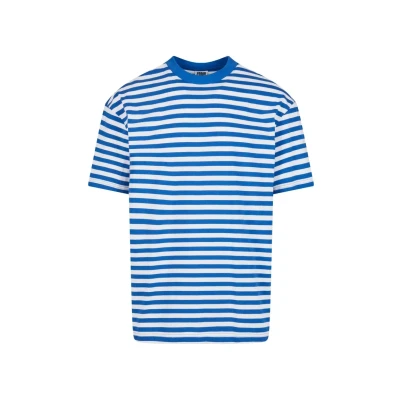Image of Urban Classics Men&#039;s Regular Stripe Tee T Shirt, White/Royal, 5XL