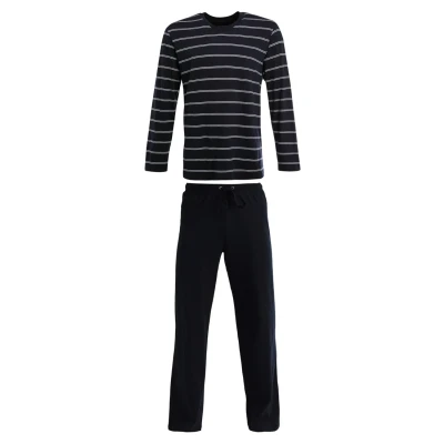 Image of Schiesser Men&#039;s Pajamas long with cuffs, Blau (Dunkelblau 803), S