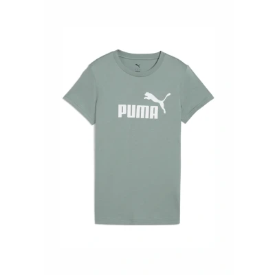 Image of Puma ESS NO. 1 LOGO TEE Print Tshirt, Women&#039;s, Size: Small, Green moon