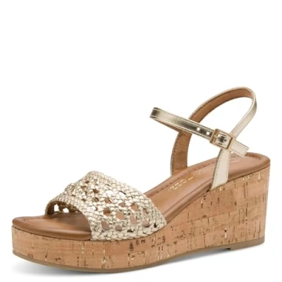 Image of Marco Tozzi Wedge sandals, Women&#039;s, Size: 5, Gold shoes