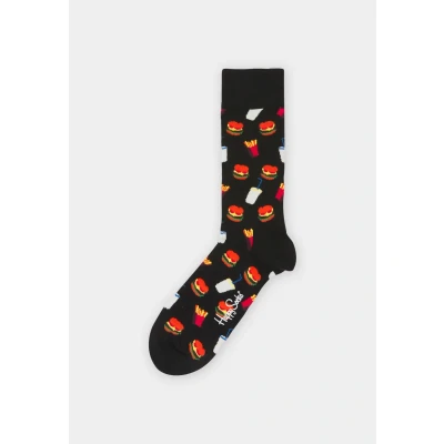 Image of Happy Socks Hamburger SOCK Unisex Socks, Size: 4 7, Black multi
