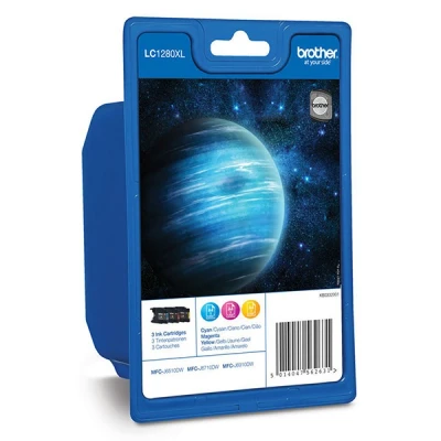 Image of Brother LC 1280XLC/LC 1280XLM/LC 1280XLY Inkjet Cartridge, Cyan/Magenta/Yellow, Multi Pack, Super High Yield, includes 3 x Cartridges, Genuine Supplies
