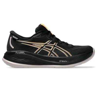 Image of Asics Gelcumulus 26 GTX Road running shoes, Women&#039;s, Size: 6.5, Black/stadium orange Textile/synthetics