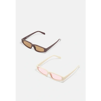 Image of Urban Classics Sunglasses Lefkada Unisex 2 PACK Sunglasses, Men&#039;s, Size: One Size, Brown/offwhite/pink