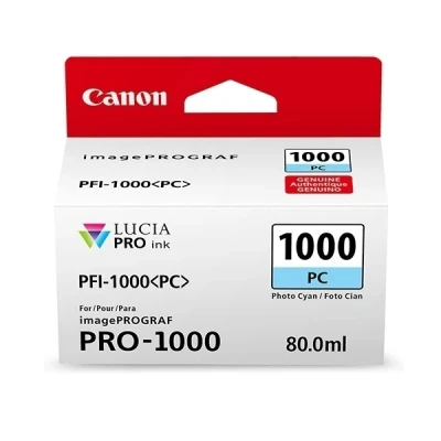 Image of Canon Ink Cartridge PFI 1000 PC Photo Cyan 80 ml Original for imagePROGRAF PRO 1000,
