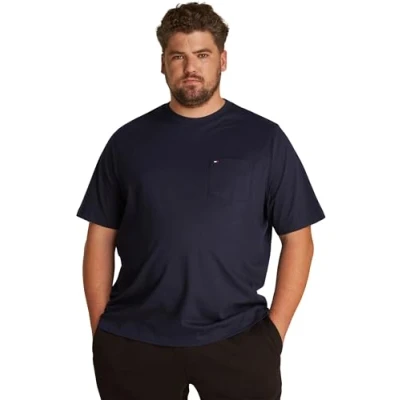 Image of Tommy Hilfiger Essential Solid Pocket TEE Basic Tshirt, Men&#039;s, Size: 3XL, Desert sky