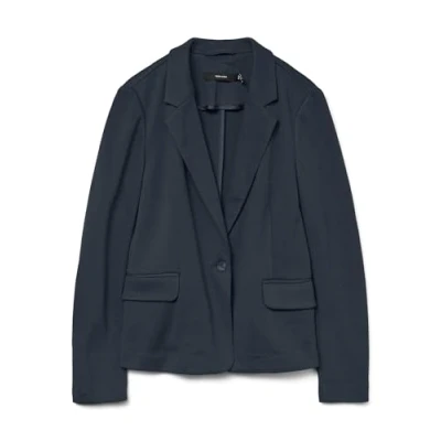 Image of Vero Moda Women&#039;s Vmjulia Ls Blazer Dnm Noos, Blue (Total Eclipse), 12