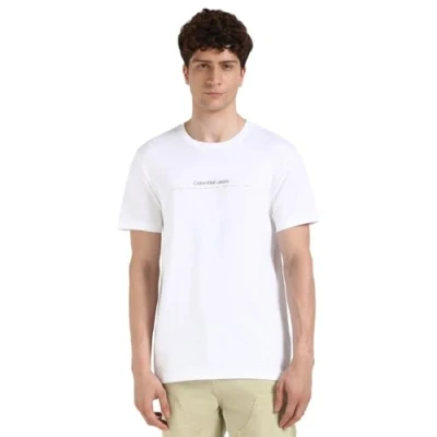 Image of Calvin Klein Jeans Minimal LOGO TEE Print Tshirt, Men&#039;s, Size: XS, Bright white