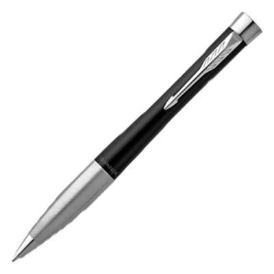 Image of Parker Urban Twist Ballpoint Pen Muted Black with Chrome Trim Medium Point Blue Ink Refill Gift Box