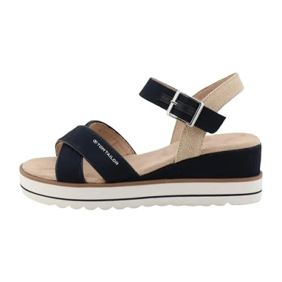 Image of TOM TAILOR Women&#039;s 9590210006 Wedge Sandal, Navy, 7 UK