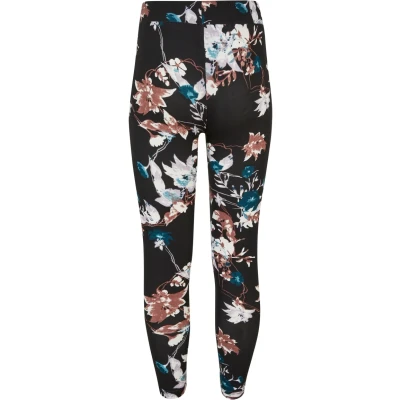 Image of Urban Classics SOFT AOP Leggings Trousers for kids, Size: 5 6y, Blacksoftflower